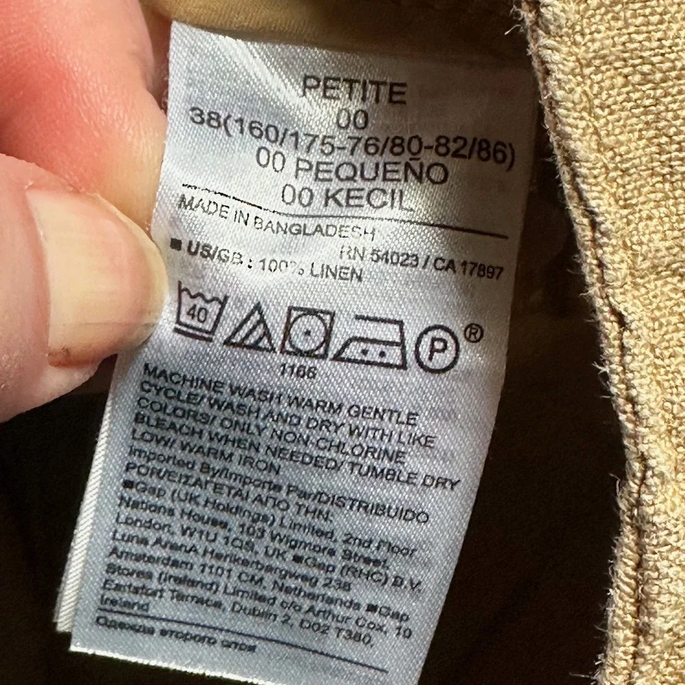Banana Republic Petite Khaki Tan 100% Linen Pleated High Rise Shorts Women 00P - Picture 5 of 9